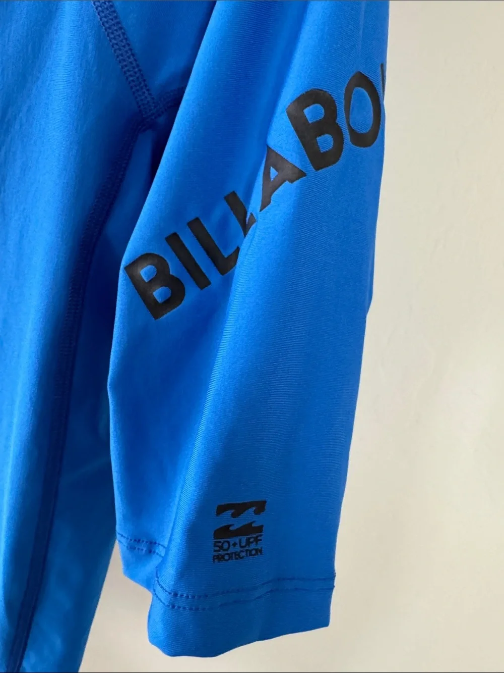 Billabong Bright Blue Short Sleeve Rash Guard with Black Logo